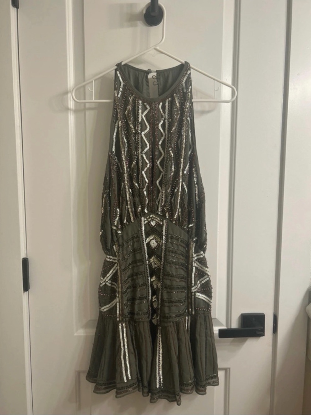 ASOS Olive Embellished Halter Mini Dress